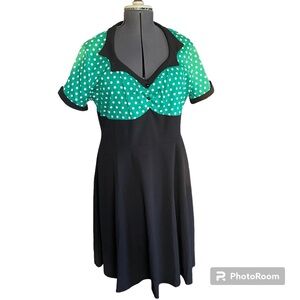 Audrey Hepburn Rockabilly Green Polka Dot Swing Dress Vintage Inspired 4XL